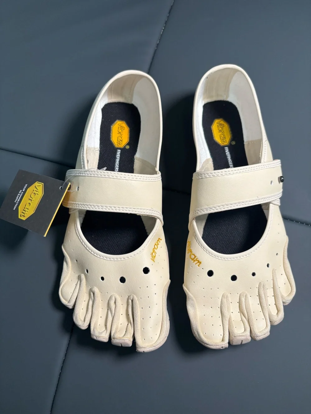 Vibram FiveFingers Cream Multi-Toe Sandals with Adjustable Strap